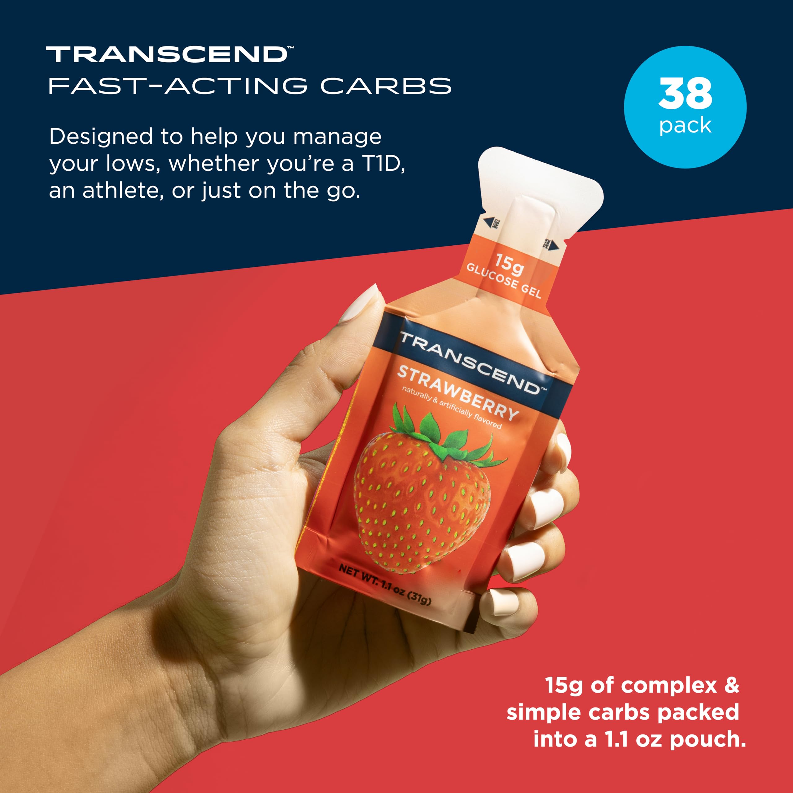 Close-up of Transcend gel packs showcasing portable energy during activity.
