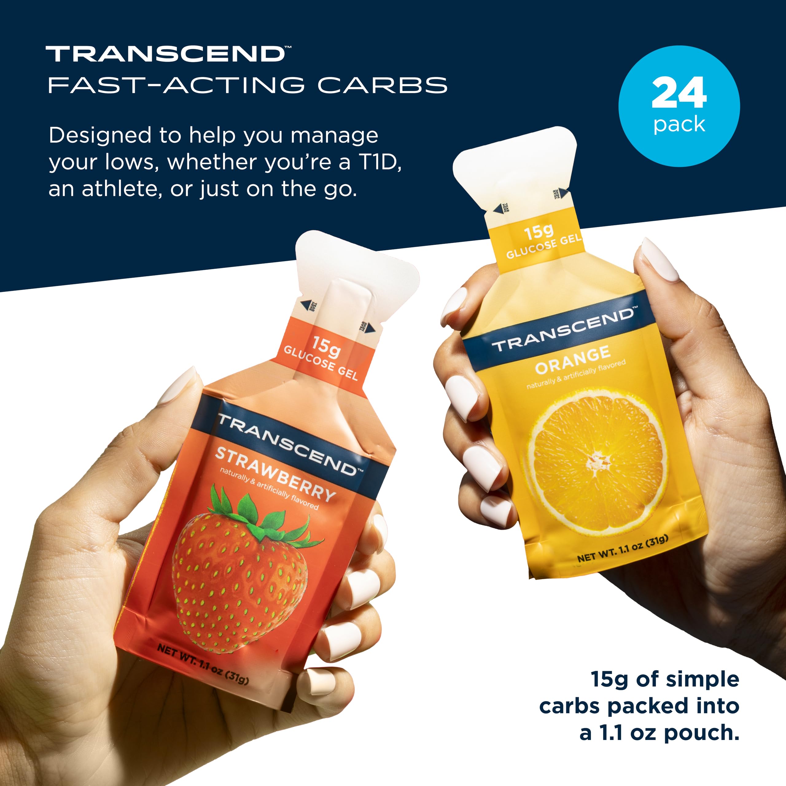 Transcend Strawberry Gels closeup shows smooth texture for fast energy.