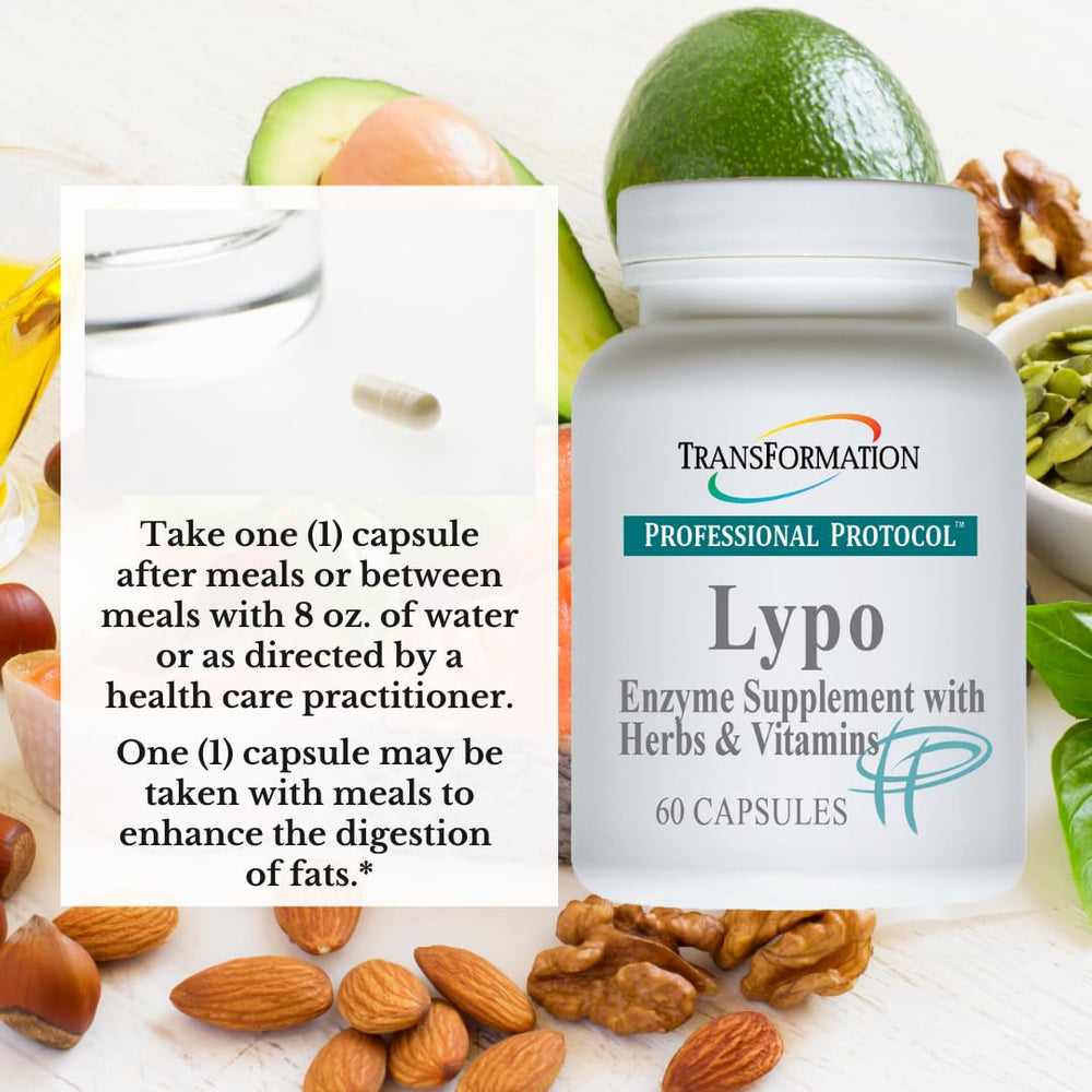 Transformation Enzymes Lypo capsules closeup showing easy-to-take form.