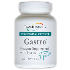 Transformation Gastro enzyme bottle cap for easy daily dosing and digestion support.