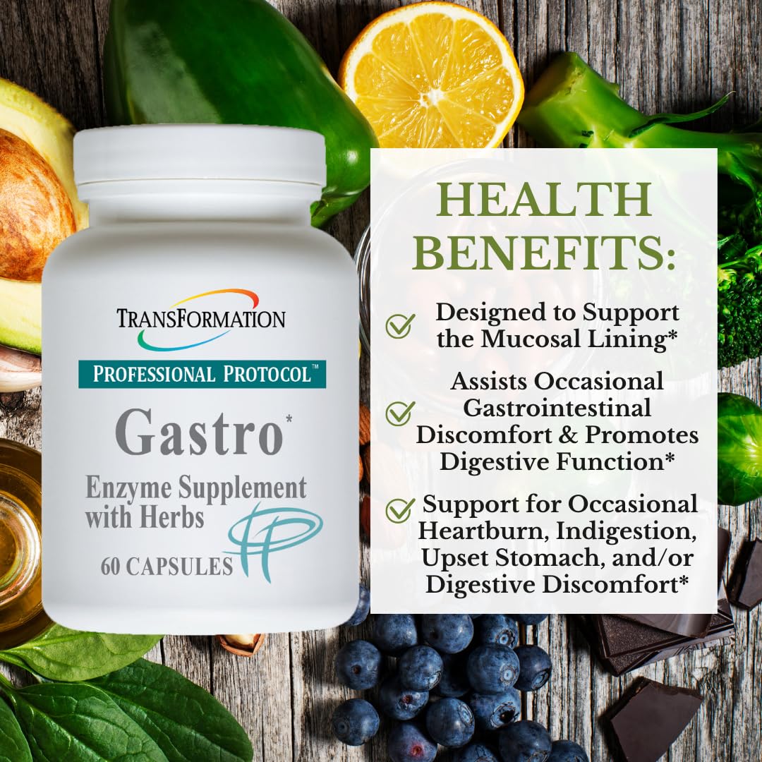 Transformation Gastro enzyme herbal blend capsules support comfortable post meal digestion.