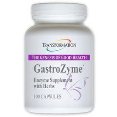TRANSFORMATION GastroZyme caplets close-up, easy to swallow and digestion-friendly.