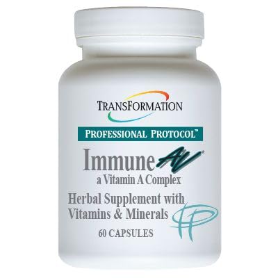 Transformation Genesis Immune AV bottle with label highlighting immune support for daily wellness.