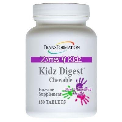Transformation Kidz Digest chewables in berry flavor support kid-friendly digestion.