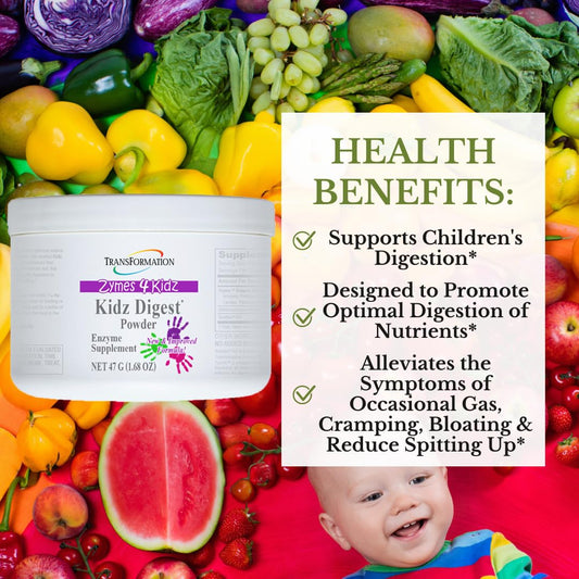 TRANSFORMATION Kidz Digest Powder scoop demonstrates easy to mix serving for busy family mornings.