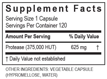 Transformation Protease 375K packaging closeup highlights dairy-free product features