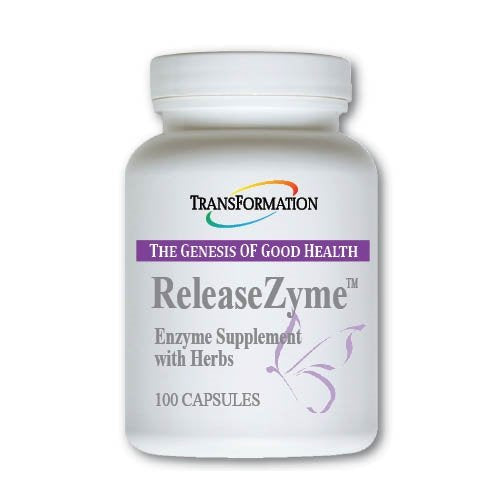 Transformation ReleaseZyme bottle front showcasing natural digestive support