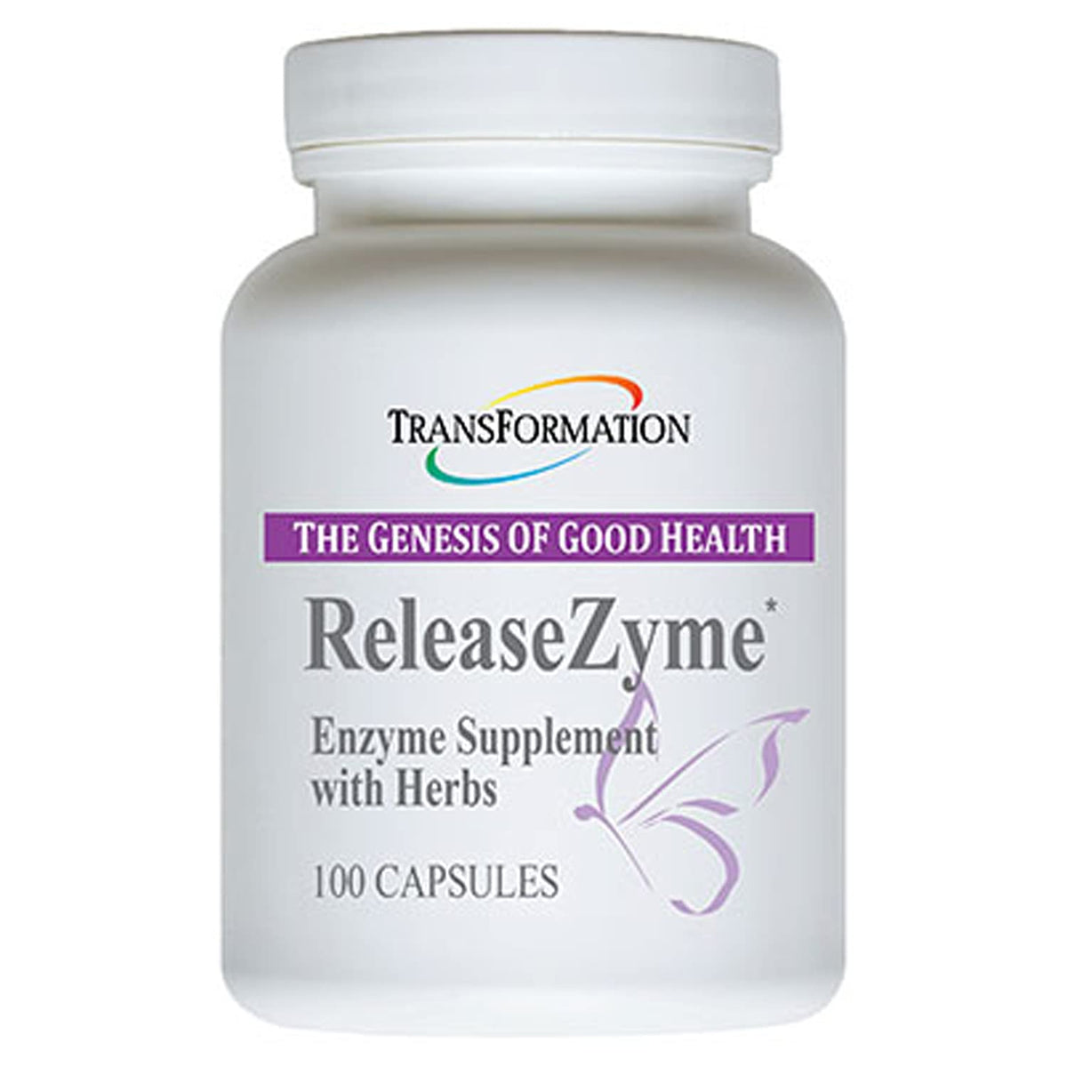 TRANSFORMATION ReleaseZyme bottle ready for daily digestive support.