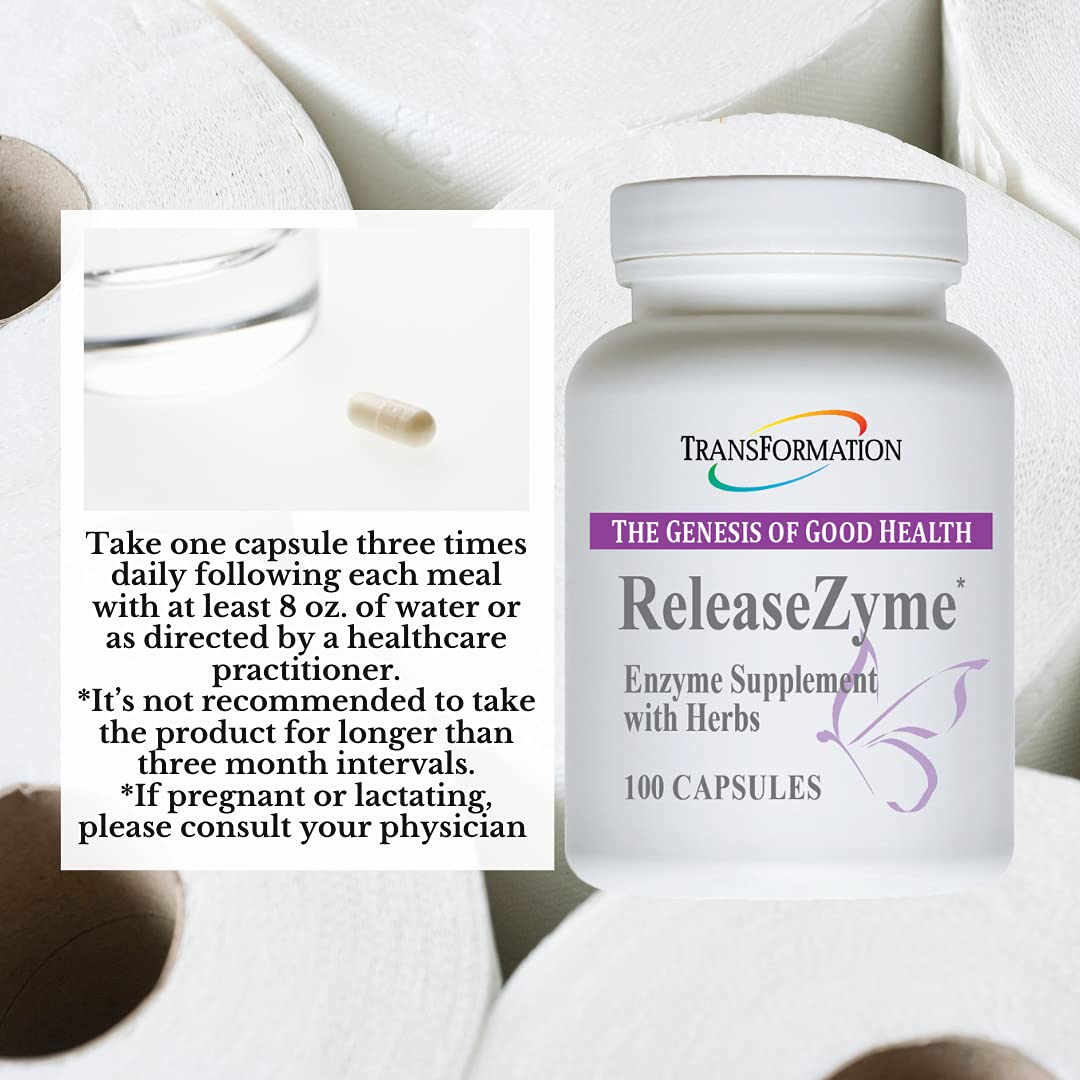Close-up of ReleaseZyme capsules highlighting plant-based enzymes