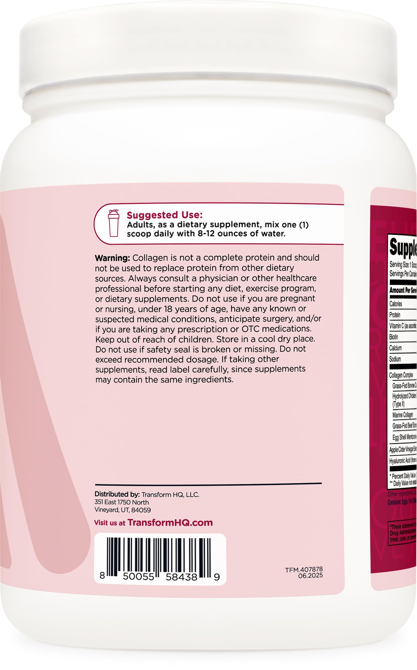 TransformHQ Beauty Collagen powder dissolving in water