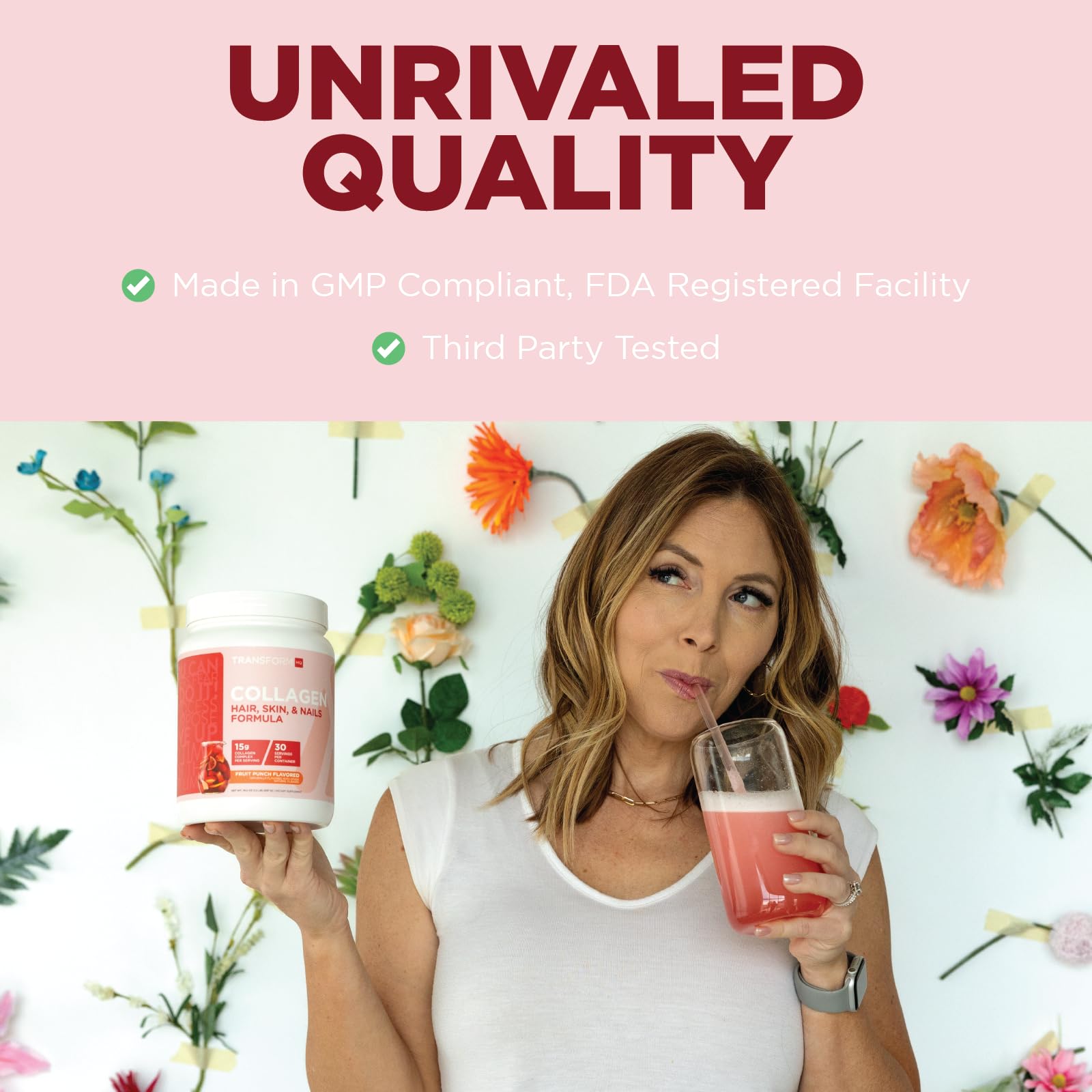 TransformHQ Beauty Collagen store display showcasing sleek packaging