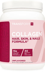 TransformHQ Beauty Collagen unflavored bottle pour shown for daily routine use