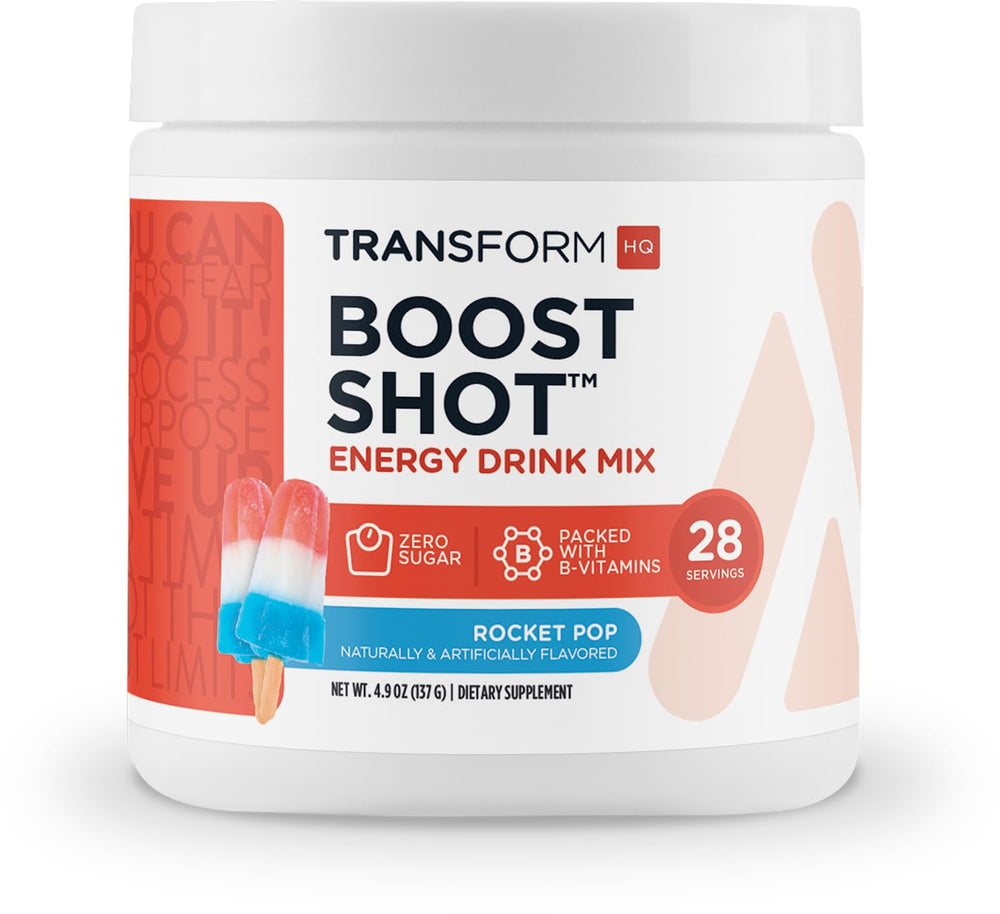 TransformHQ Rocket Pop energy powder bottle for a clean, steady boost