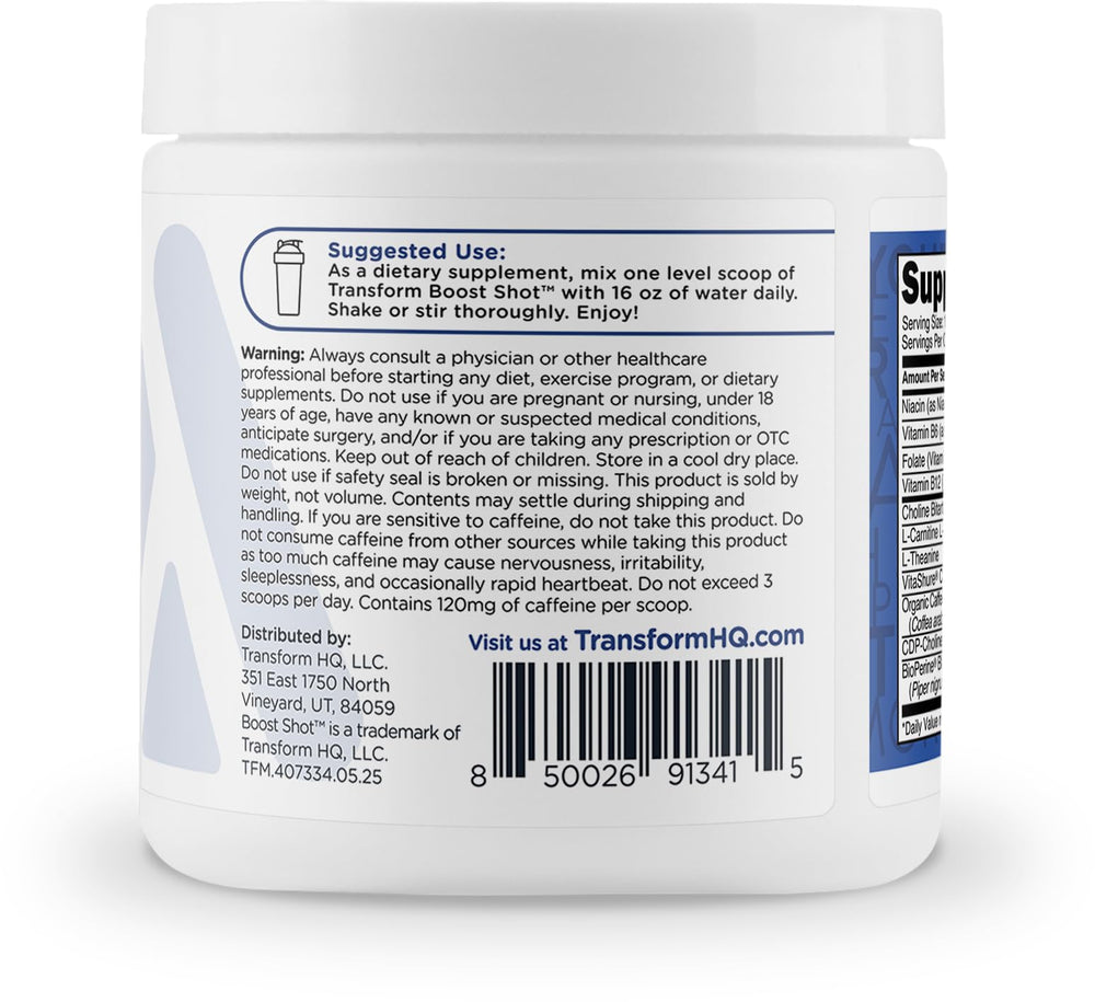 TransformHQ energy scoop measuring blue raspberry powder for precise serving