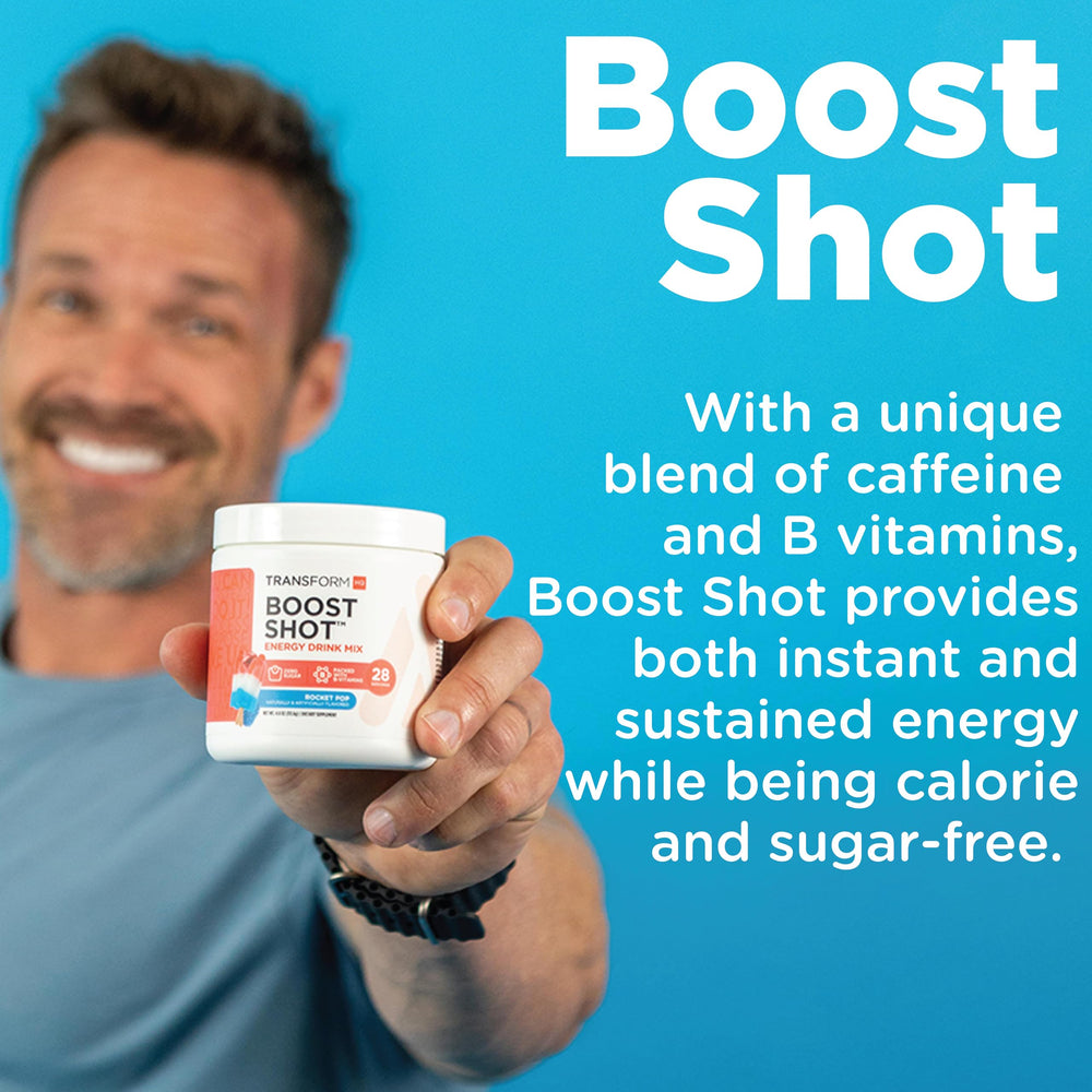 A glass of TransformHQ blue raspberry energy mix ready to sip during study