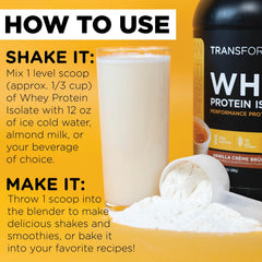 TransformHQ scoop on container close-up suggesting daily protein support.