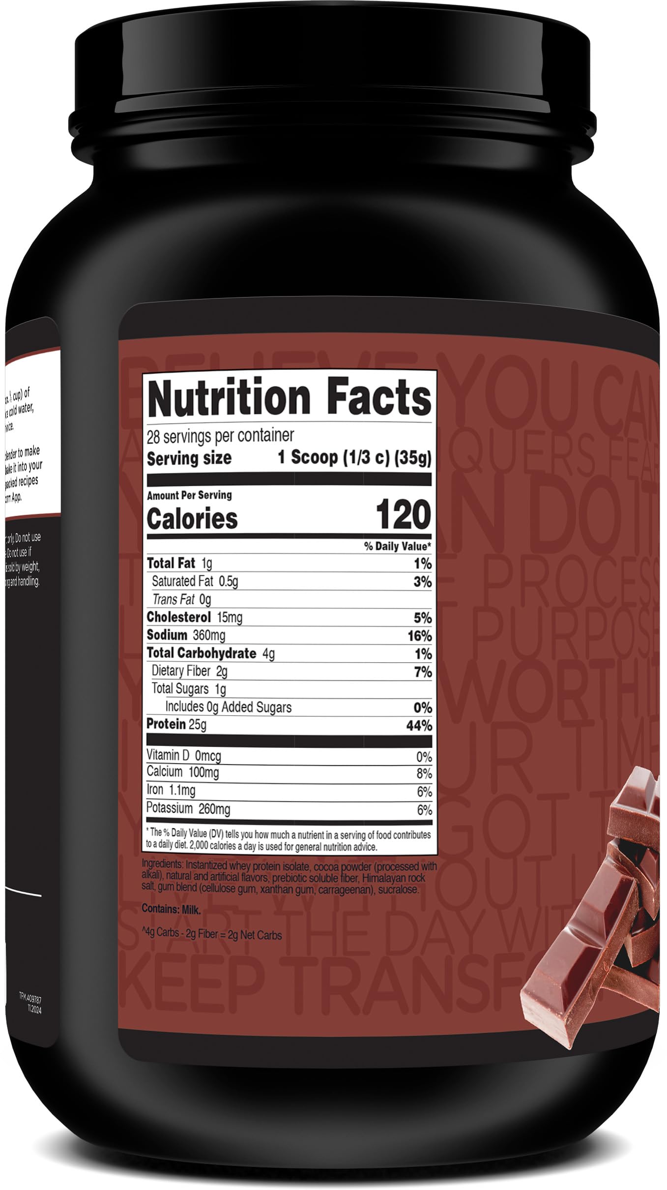 TransformHQ whey protein isolate chocolate shake showing creamy texture after blending