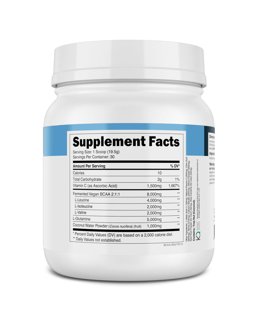 Transparent Labs BCAA Glutamine Tropical Punch nutrition facts underscores transparency.
