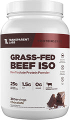 Transparent Labs Beef Isolate chocolate bottle highlights a dairy-free protein for lean recovery