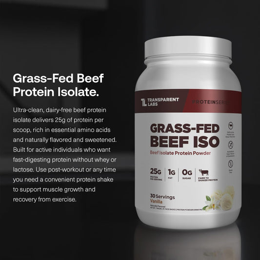 Transparent Labs Beef Protein Shake Glass — dairy-free nutrition after training