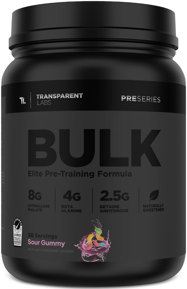 Transparent Labs Bulk Black pre-workout scoop shows precise dosing for performance