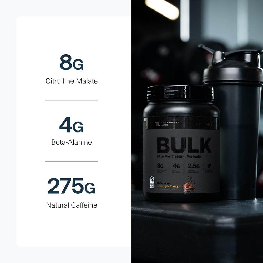 Transparent label on Bulk Black reveals exact ingredient quantities