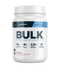 Transparent Labs Bulk Pre Workout bottle showing a clean formula for focused training.