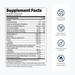 Label emphasizes full transparency and premium, artificial-free ingredients.