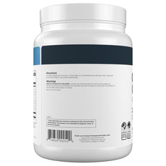 Transparent Labs collagen peptides powder chocolate tub with glass shows versatile use for skin, hair, nails.