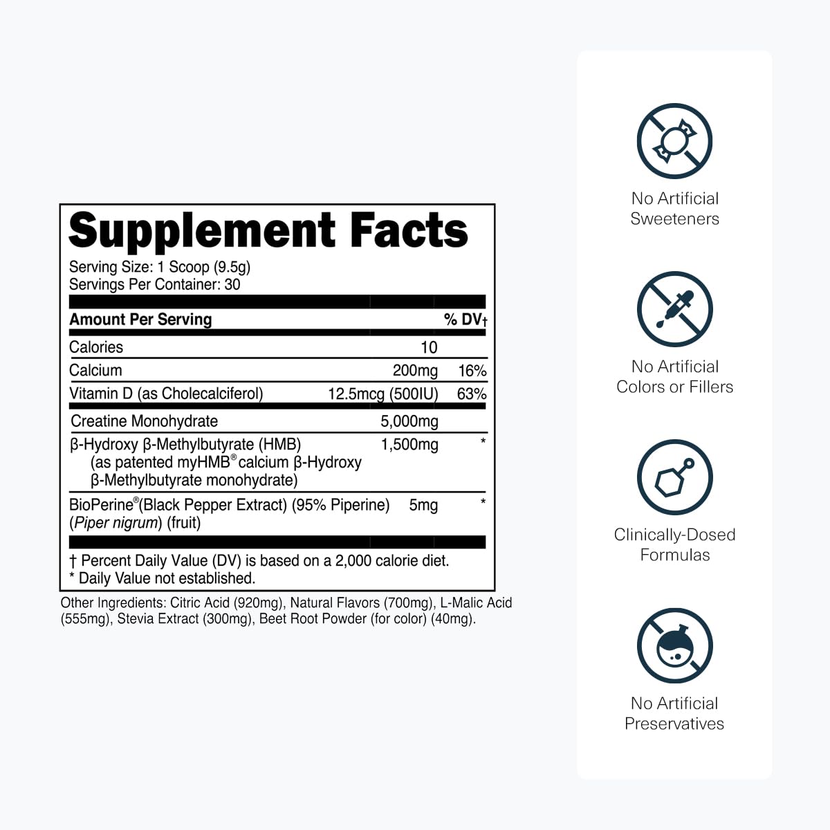 Transparent Labs Creatine HMB powder poured into a shaker for quick mix.