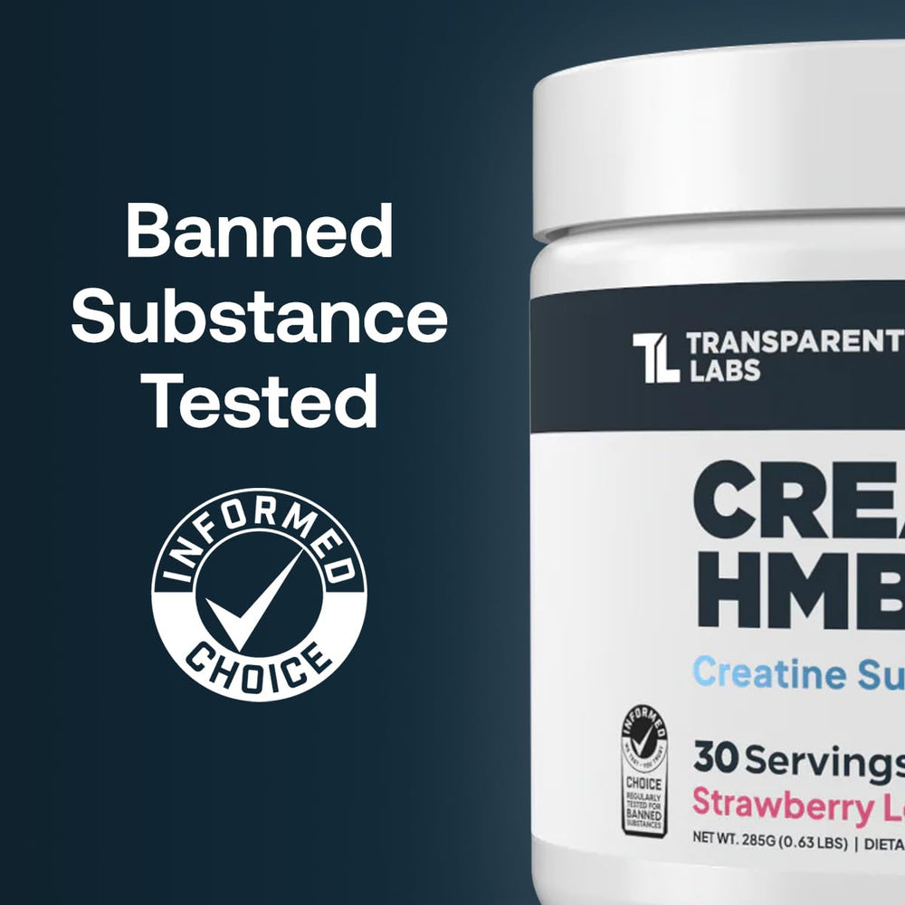 Transparent Labs Creatine HMB scoop shows precise dosage for strength goals.