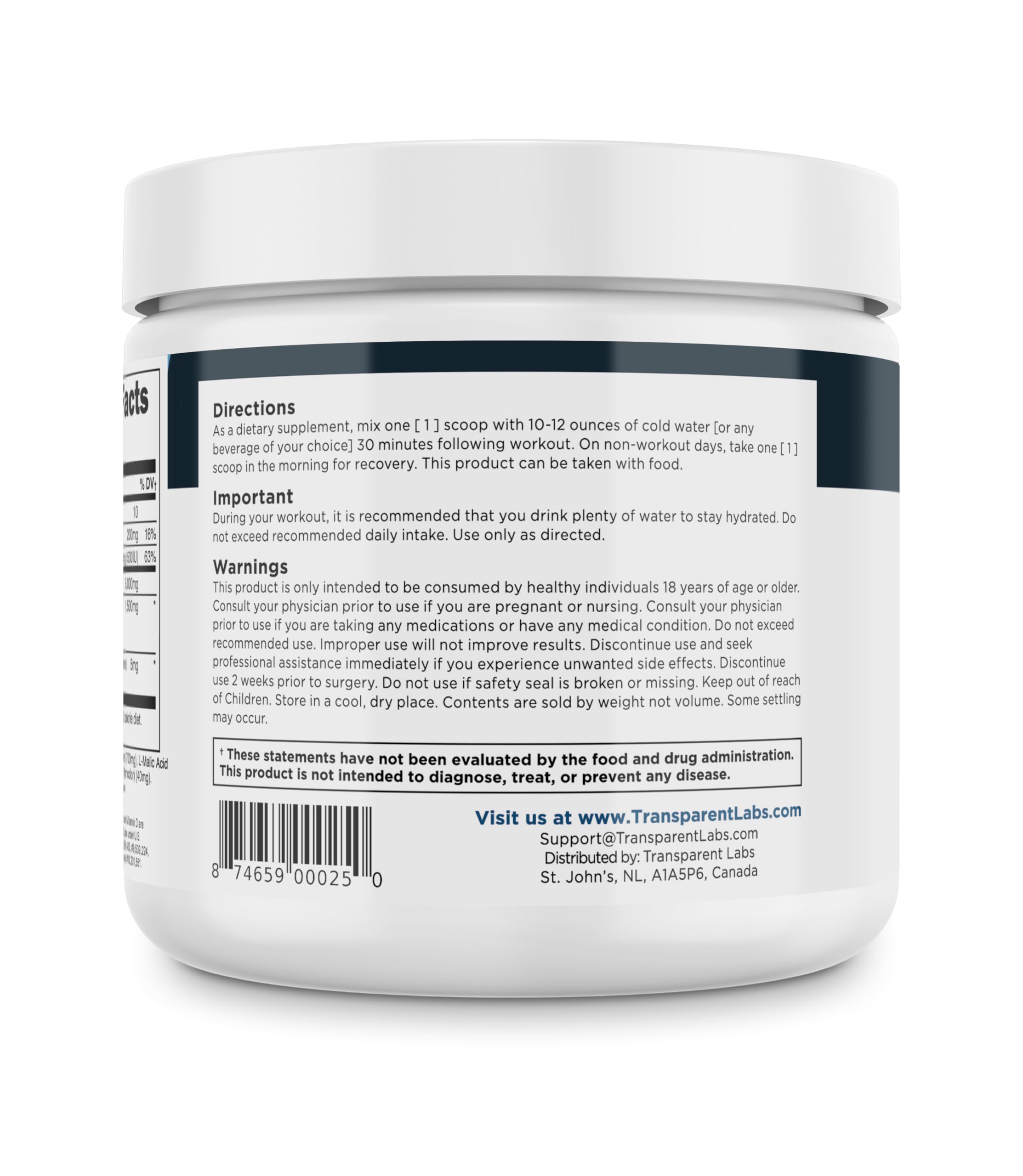 Transparent Labs shaker with powder and water ready for training.