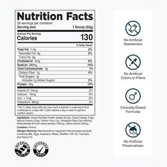 Transparent Labs dairy-free protein scoop with nutrition facts emphasizes low carbs and sugar