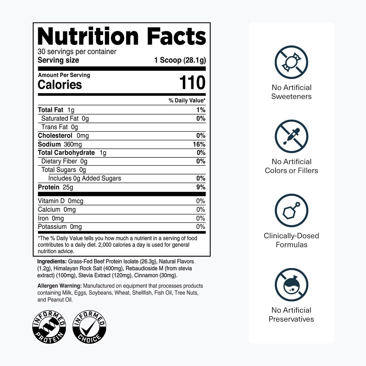 Transparent Labs Grass-Fed Beef Isolate Bottle Label — third-party tested