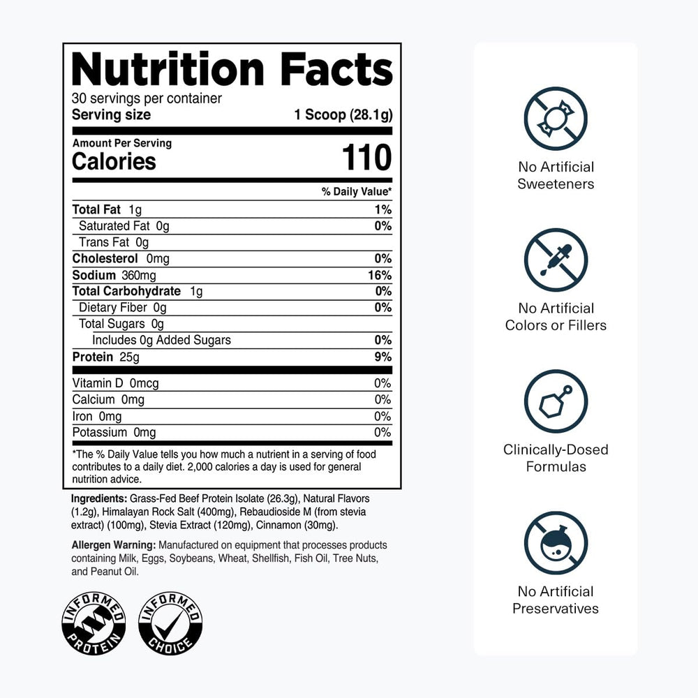 Transparent Labs Grass-Fed Beef Isolate Bottle Label — third-party tested