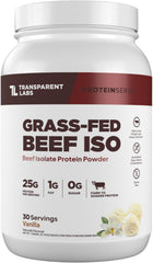 Transparent Labs Grass-Fed Beef Isolate Vanilla scoop — high-protein post-workout option