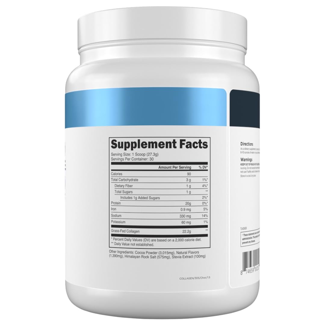 Transparent Labs grass-fed collagen peptides powder tub closeup reinforces purity and quality.