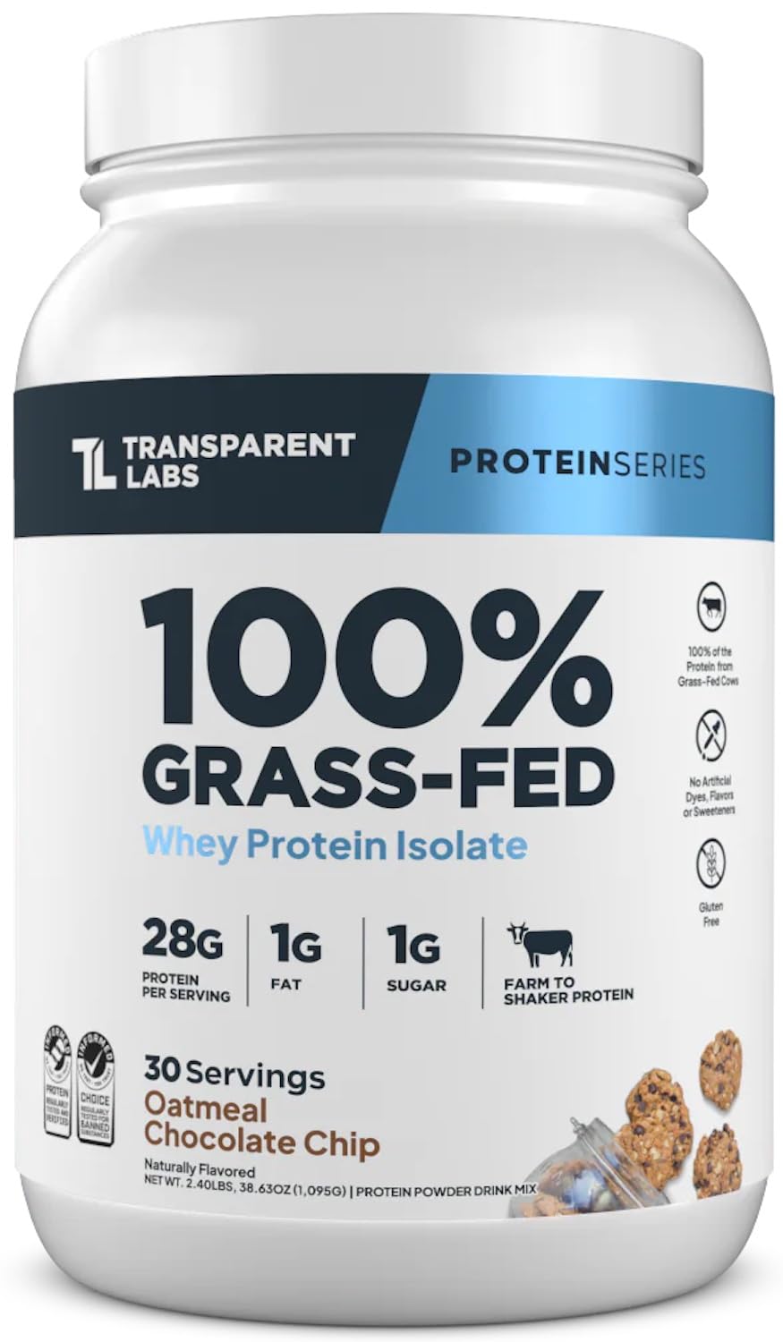 Transparent Labs Grass-Fed Whey Isolate bottle with naturally flavored protein for daily workouts