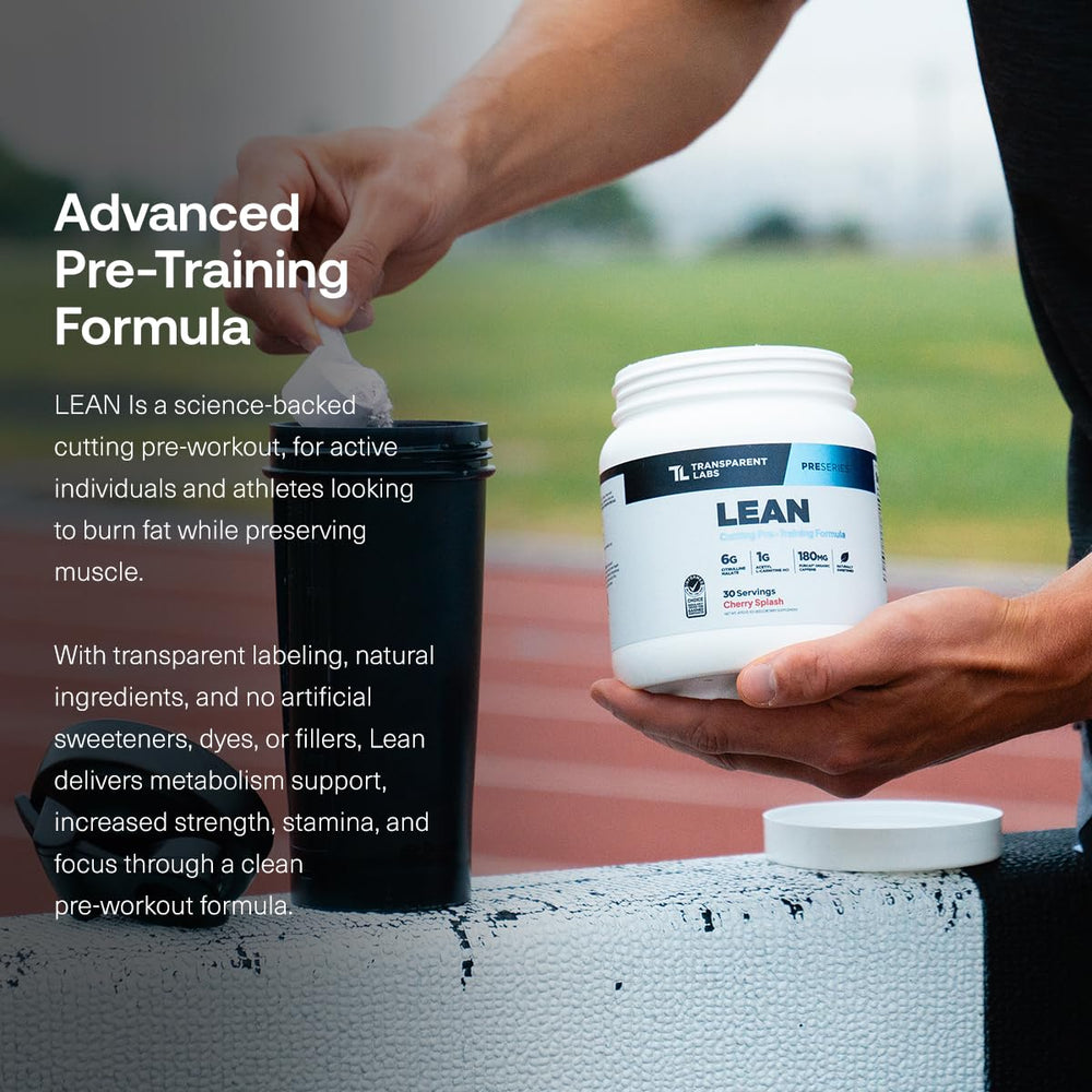 Transparent Labs Lean Pre-Workout citrulline-malat visual emphasizes blood flow support potential.