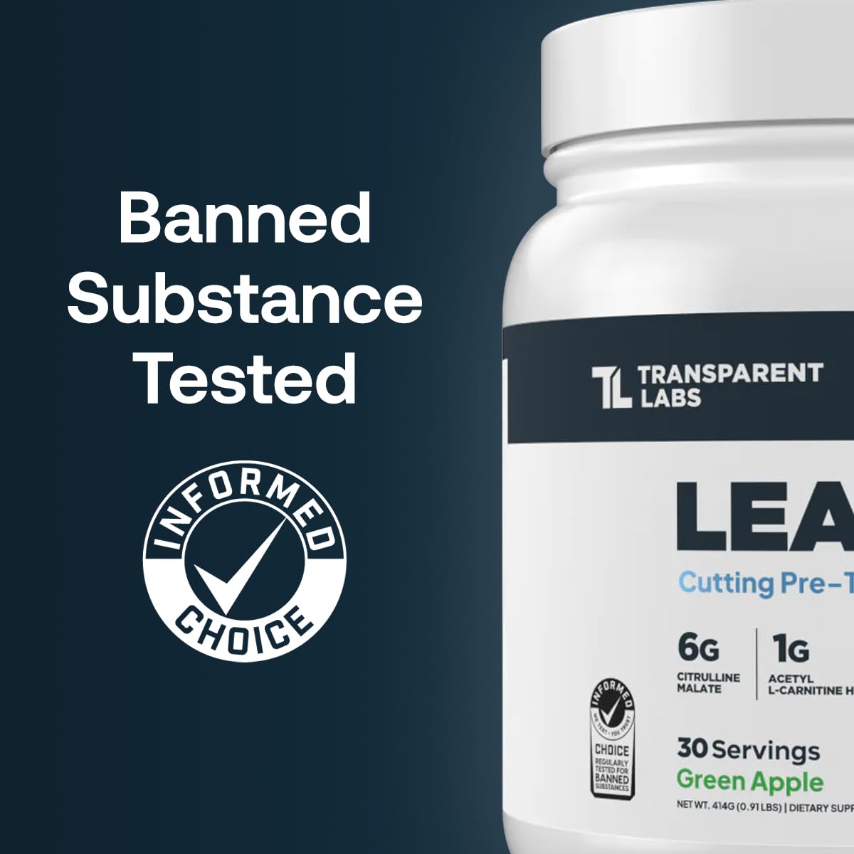 Transparent Labs Lean Pre-Workout powder scoop demonstrating convenient serving for focused training.