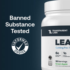 Transparent Labs Lean Pre-Workout powder scoop demonstrating convenient serving for focused training.