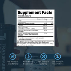 Transparent Labs Post ingredients chart featuring VitaCherry and BetaPure