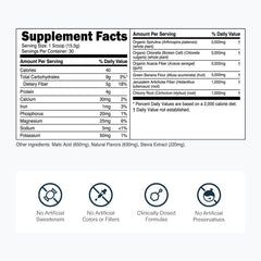 Transparent Labs Prebiotic Greens powder highlights spirulina and chlorella for vitality.