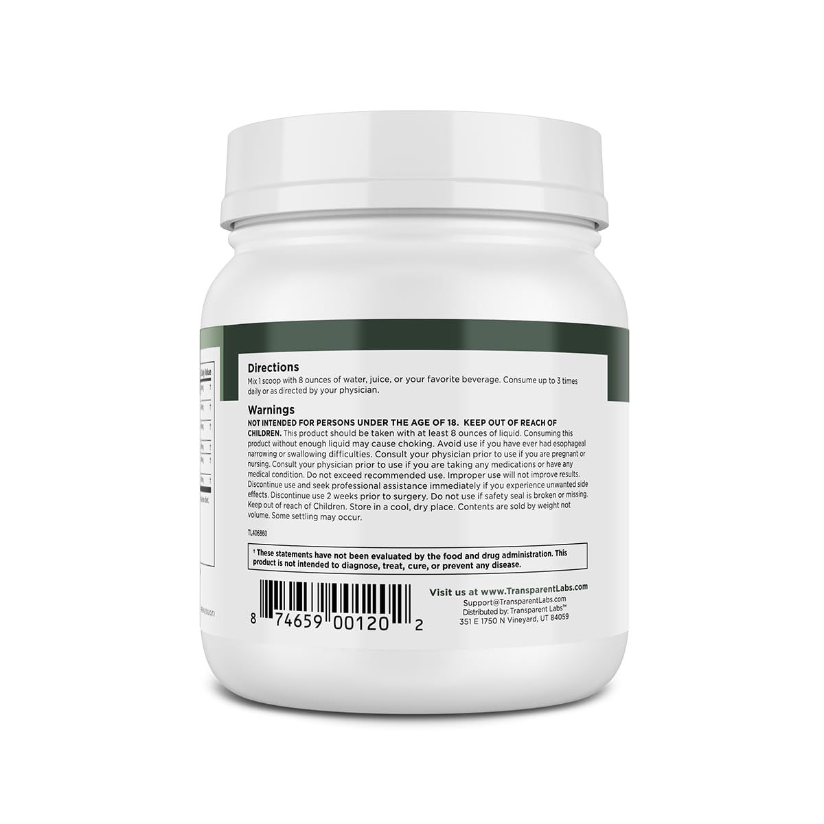 Transparent Labs Prebiotic Greens label close-up with emphasis on clean ingredients and taste.