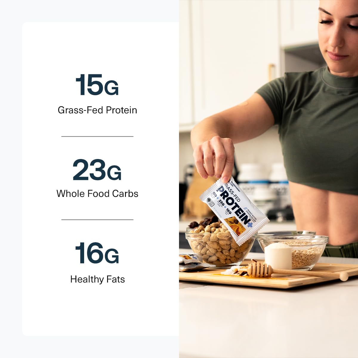 Transparent Labs Protein+ Bar with peanut butter chocolate chip flavor