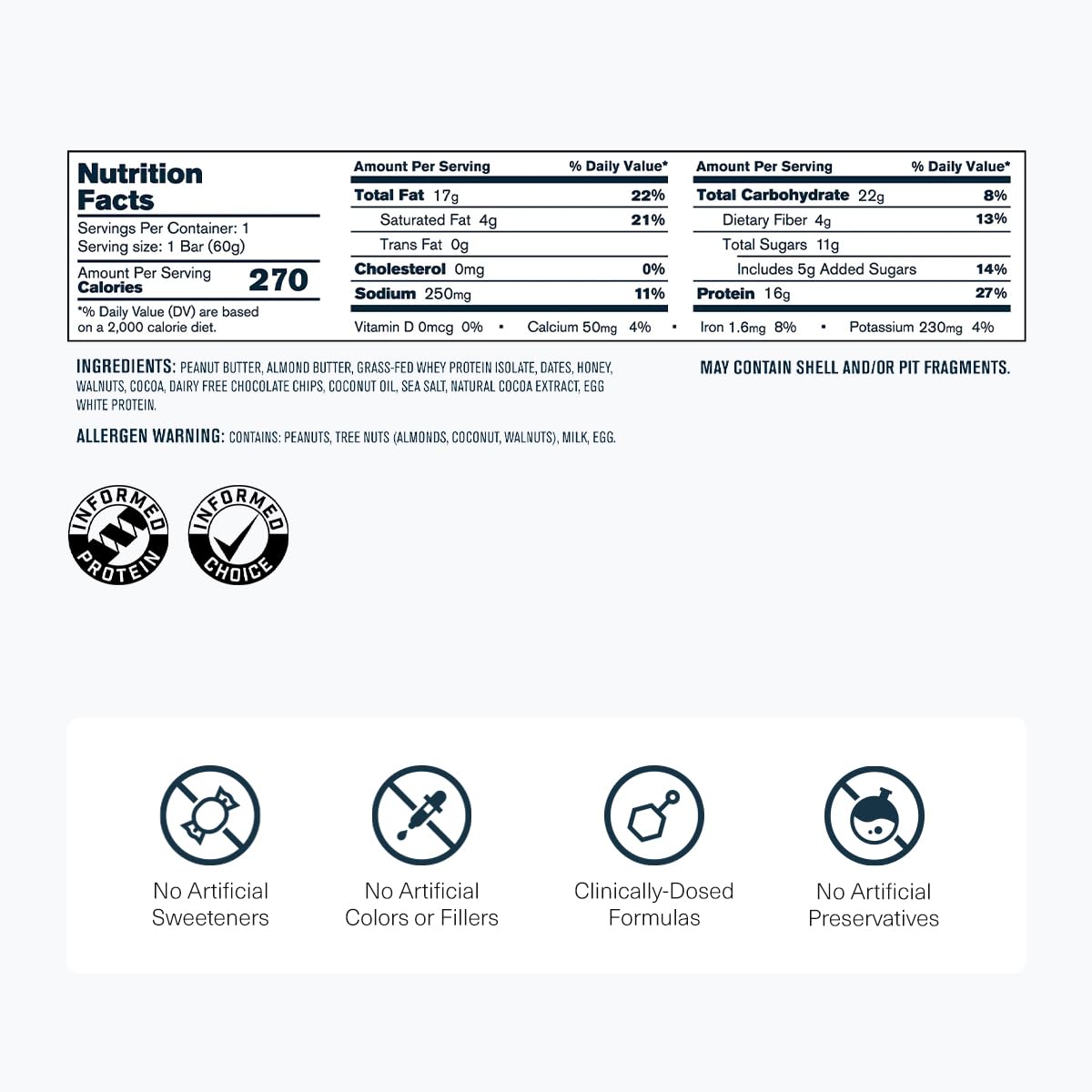 Transparent Labs Protein+ Bars sea salt brownie bar cross-section reveals creamy nut butters.