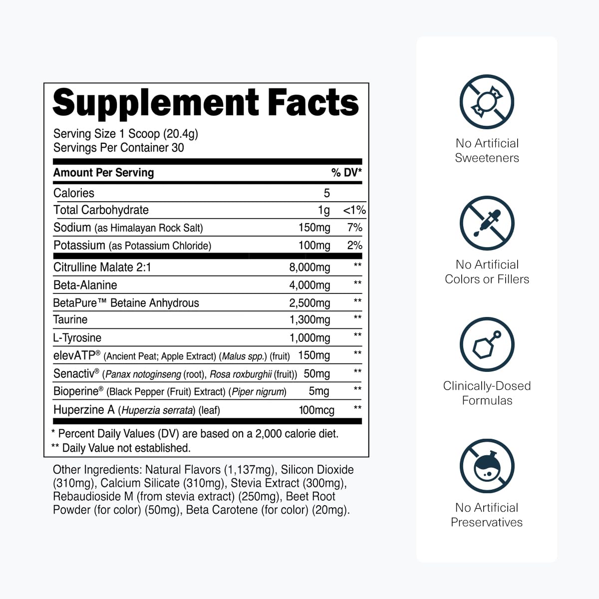 Label close-up emphasizes transparent ingredients for informed, stimulant-free supplementation