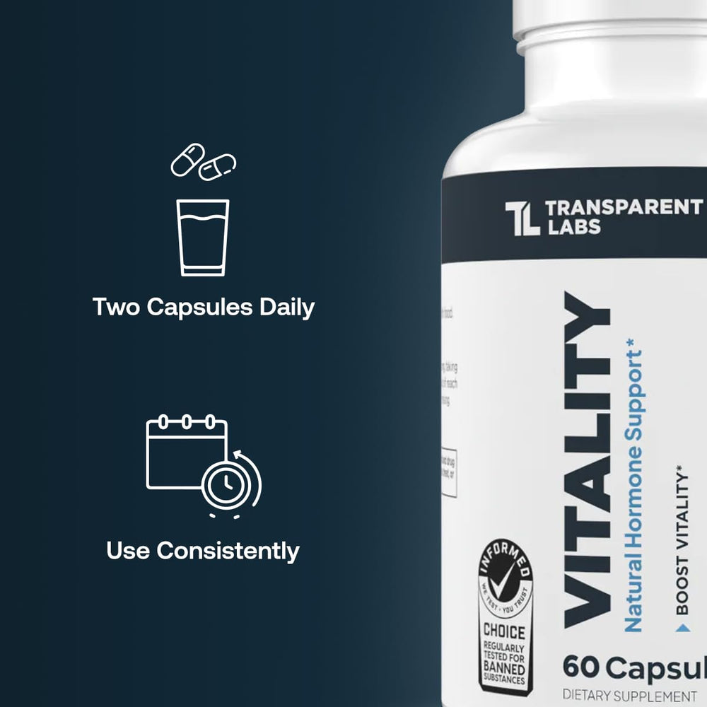 Transparent Labs Vitality DIM close-up for balance and performance support.