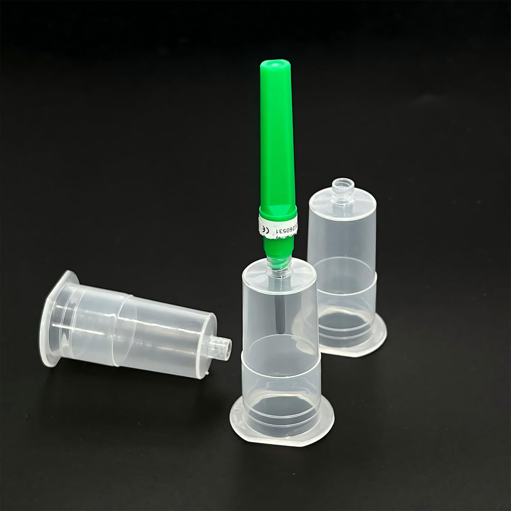 Pack-shot of Transparent Needle Holder 50pcs highlighting disposable hygiene benefits
