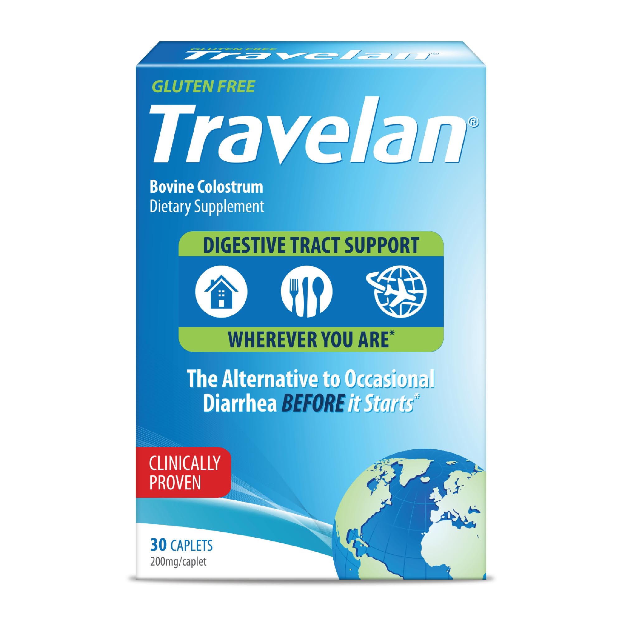 Travelan anti-diarrhea pill packaging for travel health on the go.